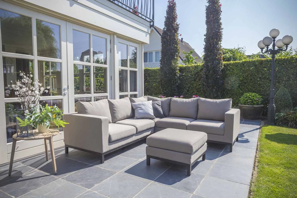 Flow. Loungeset Square B taupe chiné All Weather loungeset Beige Sunbrella loungeset LoungesetHoek loungeset outdoor textiel - weerbestendig