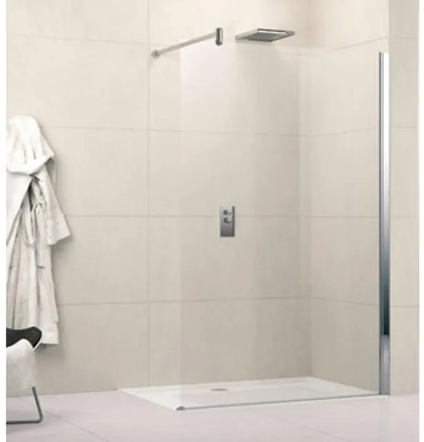 Novellini Lunes inloopdouche H 118 120x195cm met muursteun 100cm mat chroom profiel en helder glas LUNESH1201B lunesh120-1b