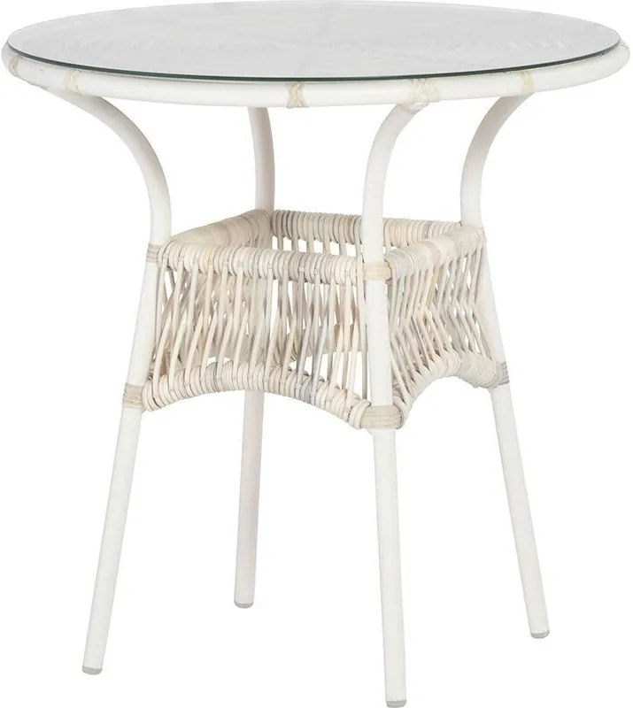 4 Seasons Outdoor Loire bistro tafel 75 cm. Ø + glas (H 77cm.) - Provance / wit