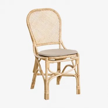 Pakket Van 4 Zariel Rotan Eetkamerstoelen Natuurlijk & Bruin – Zand - Sklum