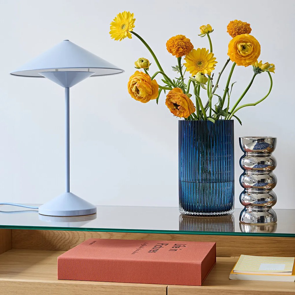 Vaas in geribbeld glas H22,5 cm, Marevia