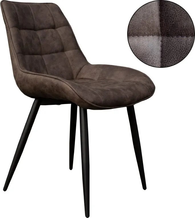 Eetkamerstoel - Loena - stof Cowboy retro lederlook antraciet