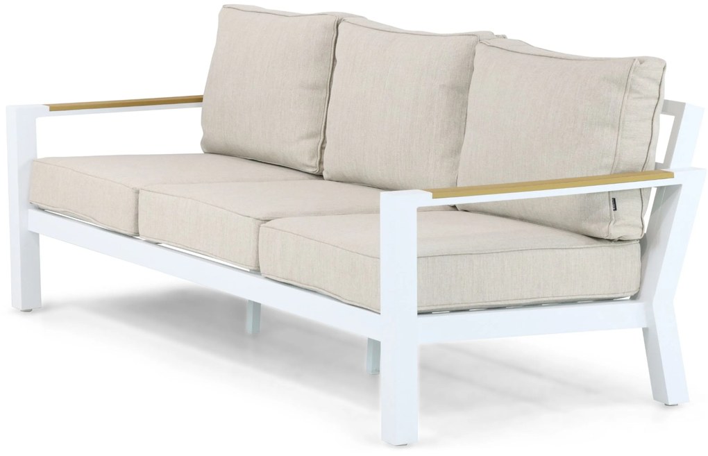 Stoel en Bank Loungeset 5 personen Aluminium/Polywood (teakfinish) Wit  Lifestyle Garden Furniture Bilbao