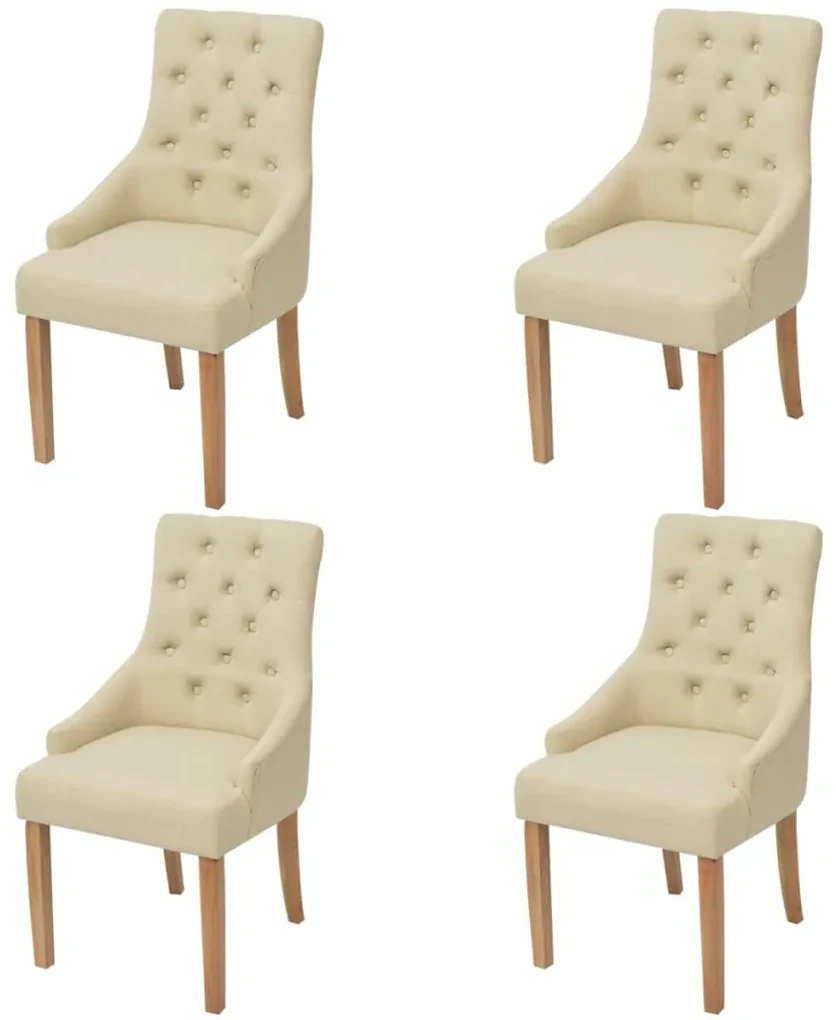 vidaXL Eetkamerstoelen 4 st stof crème