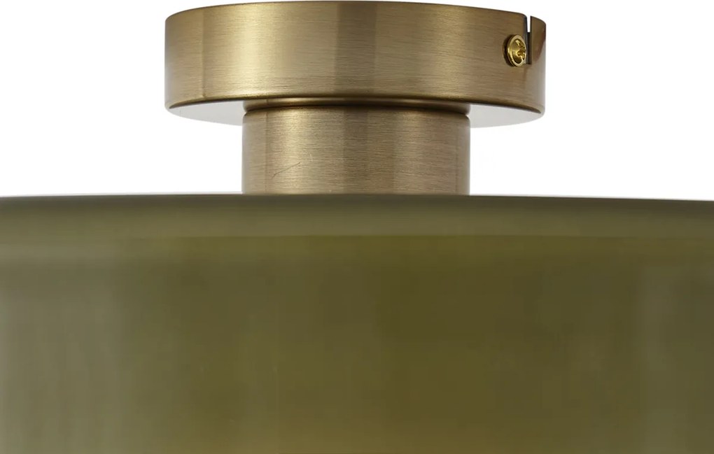 Retro plafondlamp brons met groen glas - Jina