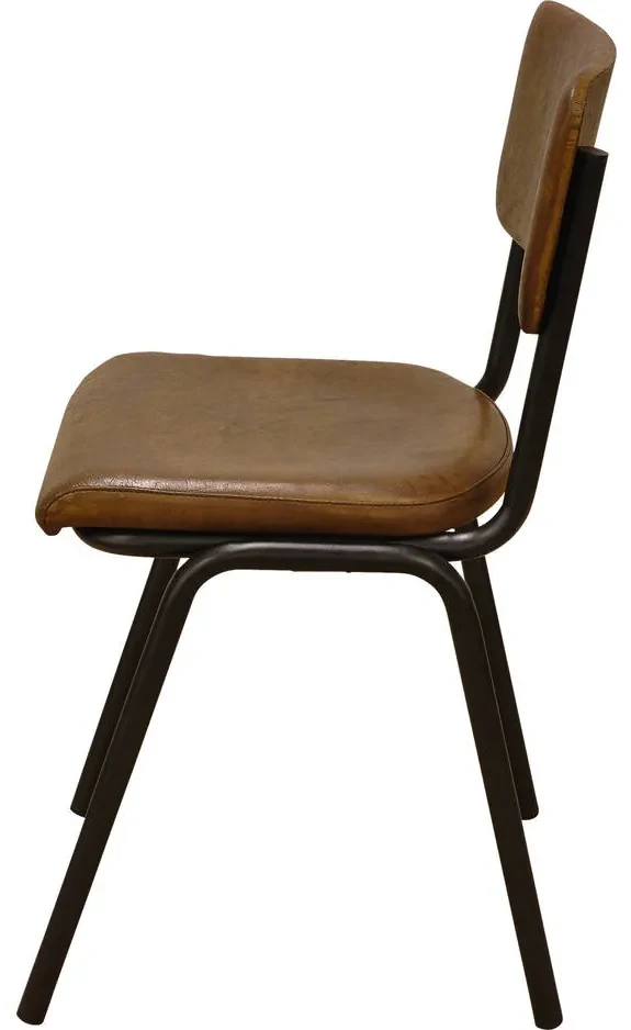 Goossens Eetkamerstoel Chaplin cognac leer leuning, urban industrieel