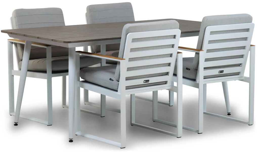 Tuinset 4 personen 180 cm Aluminium/Aluminium/polywood Wit Santika Furniture Soray