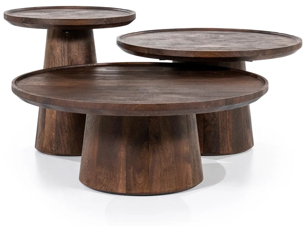 Ronde Bijzettafel Mangohout - 45 X 45cm.