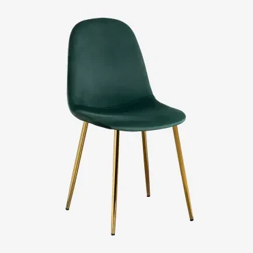 Set Van 4 Glamm Fluwelen Eetkamerstoelen Jungle Groen & Goud - Sklum