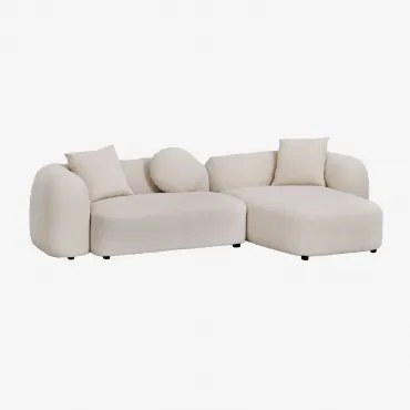 2-delige Modulaire Chaise Longue-bank Rechts, In Coco Chenille Dikke Chenille Stof Wit - Sklum