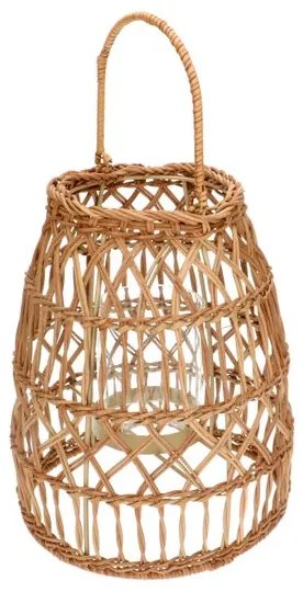 Windlicht, rattan, 20 x 25 cm