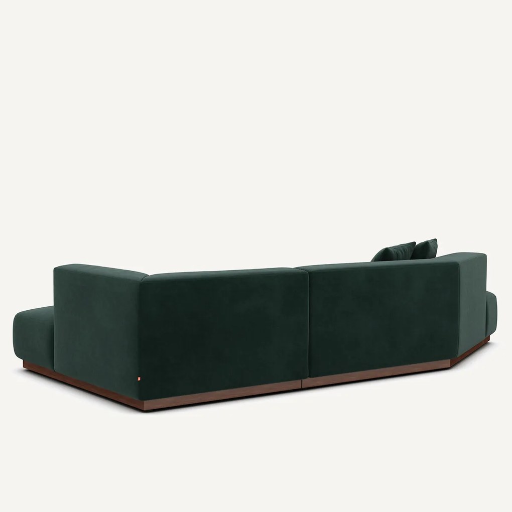 Rechter open hoekbank in fluweel, Jacopo