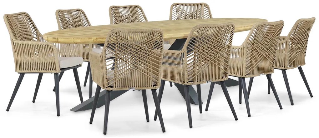 Tuinset 8 personen 280 cm Aluminium/wicker Taupe Coco Vedra/Diogo