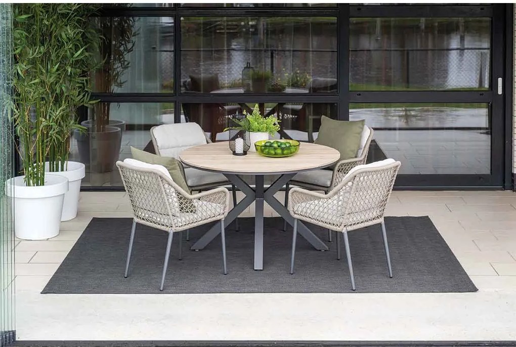 Garden Impressions Pemba tuinset 5-delig - Tulli tuintafel Ø122x75 cm - light teak vironwood