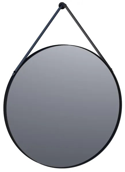 BRAUER Onyx spiegel - 70 rond met zwarte ophangband en zwart geborsteld frame SP-ON70ROOZ