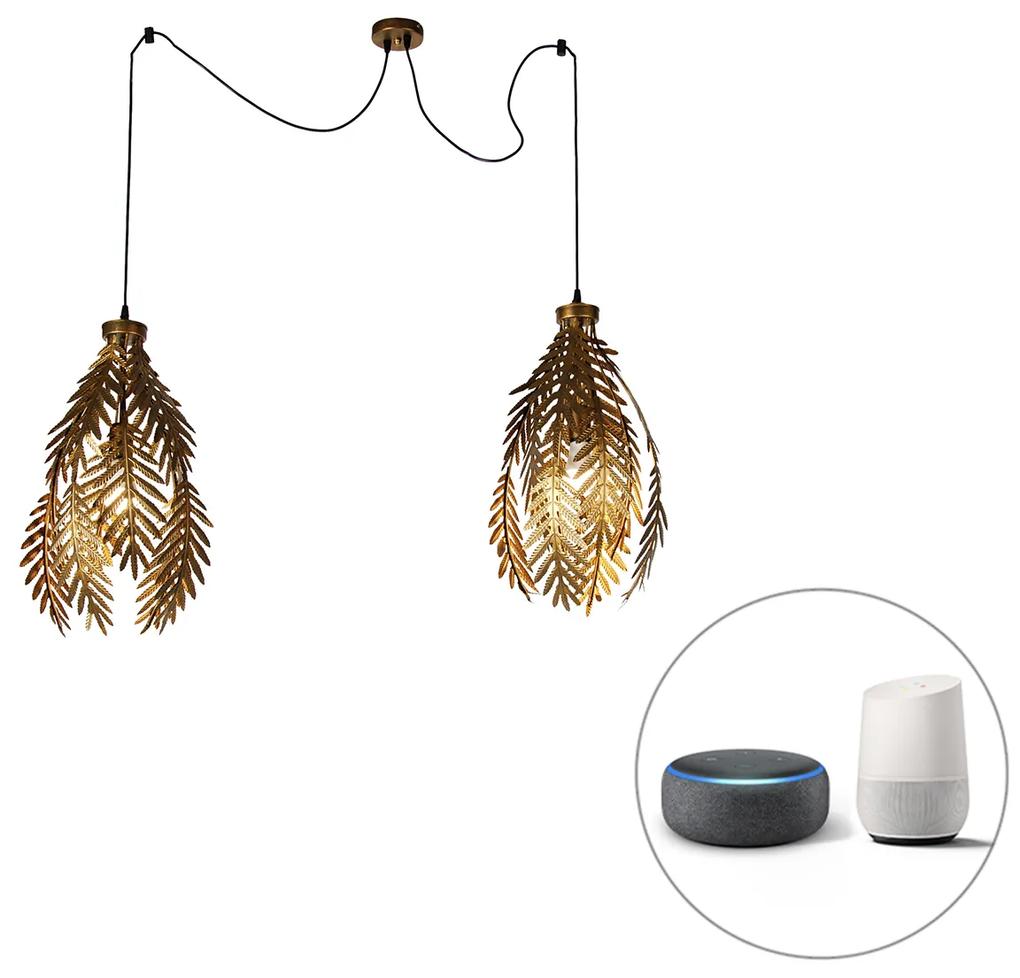 Smart hanglamp goud 2-lichts incl. Wifi A60 - Botanica Klassiek / Antiek E27 Binnenverlichting Lamp