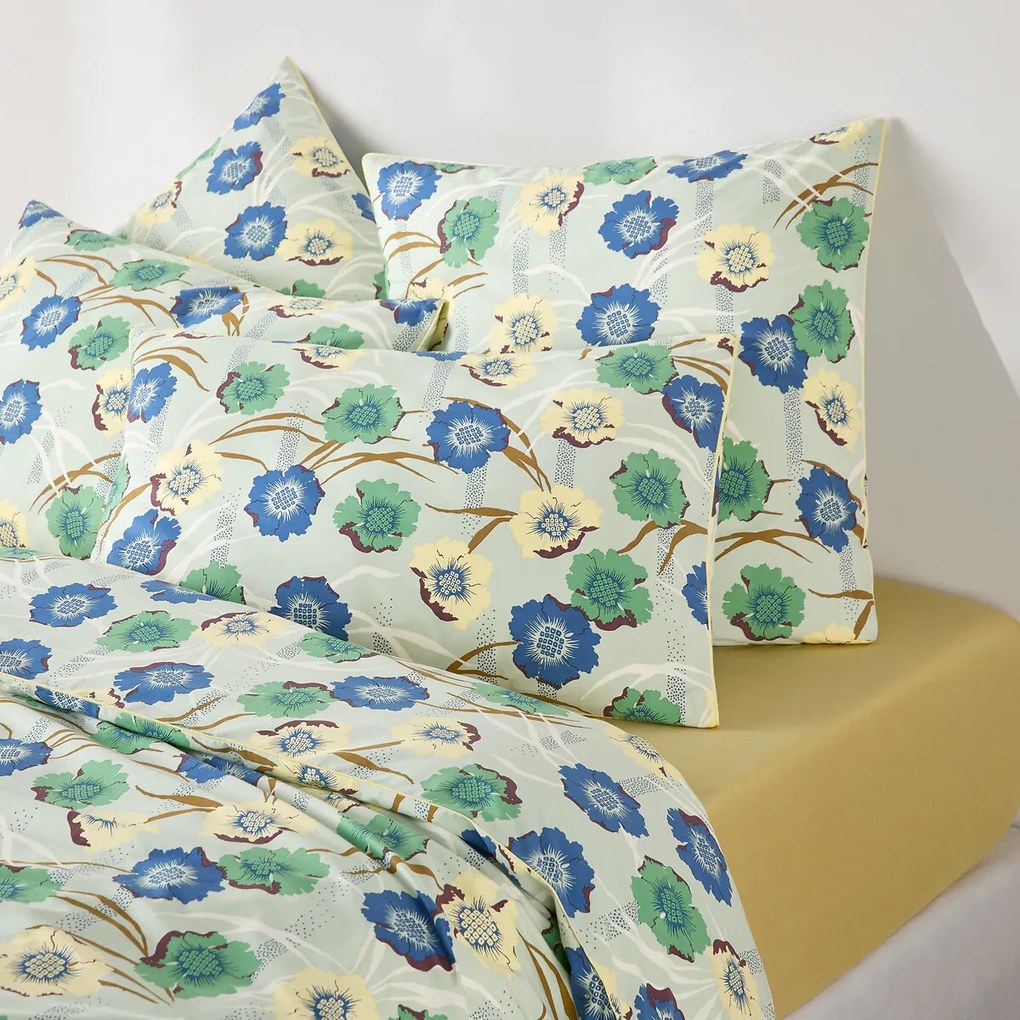 Kussensloop in perkalkatoen, bloemenprint, MOWAN