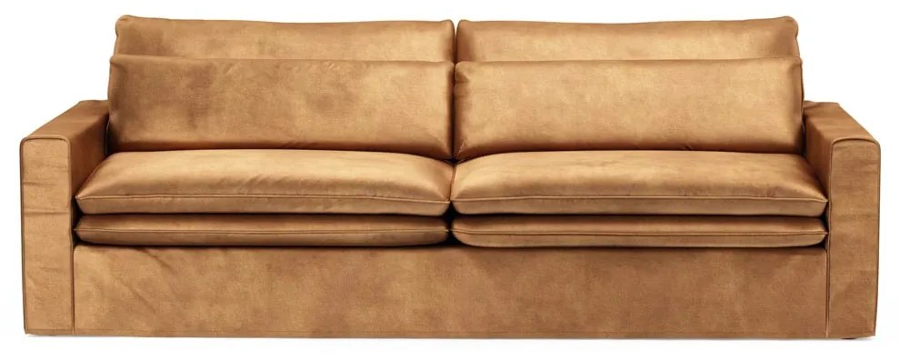 Rivièra Maison - Continental Sofa 3,5 Seater, velvet, cognac - Kleur: bruin