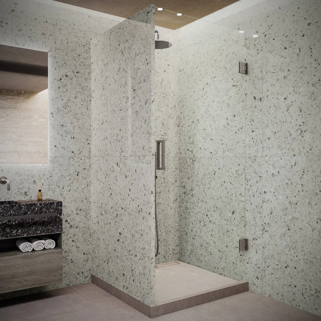 Saniclear Modern scharnieren + handvat voor douchedeur verouderd ijzer - gunmetal