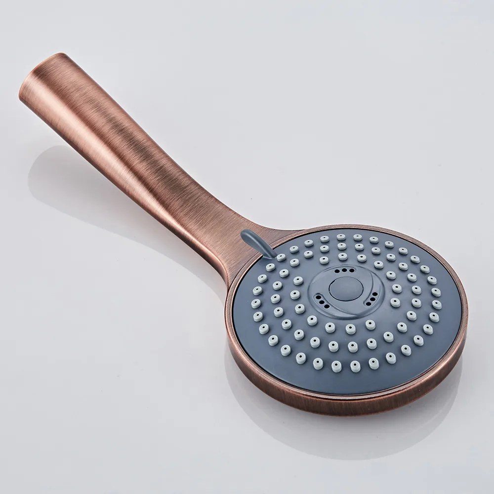 Saniclear Copper Curved inbouw regendouche met 30cm hoofddouche, plafondarm, 3 standen handdouche en glijstang geborsteld koper