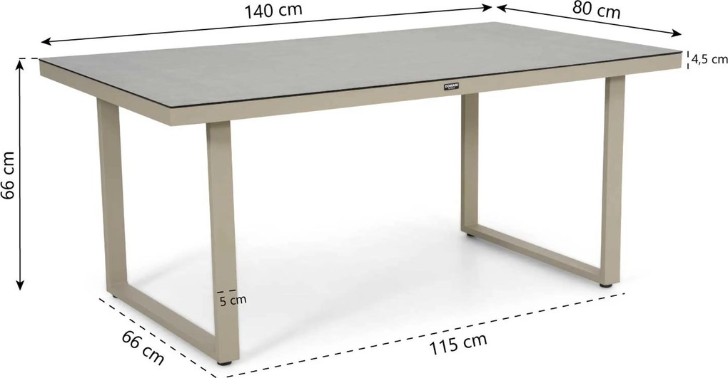 Dining Loungeset 5 personen Aluminium Zand/Beige Domani Furniture Ocean