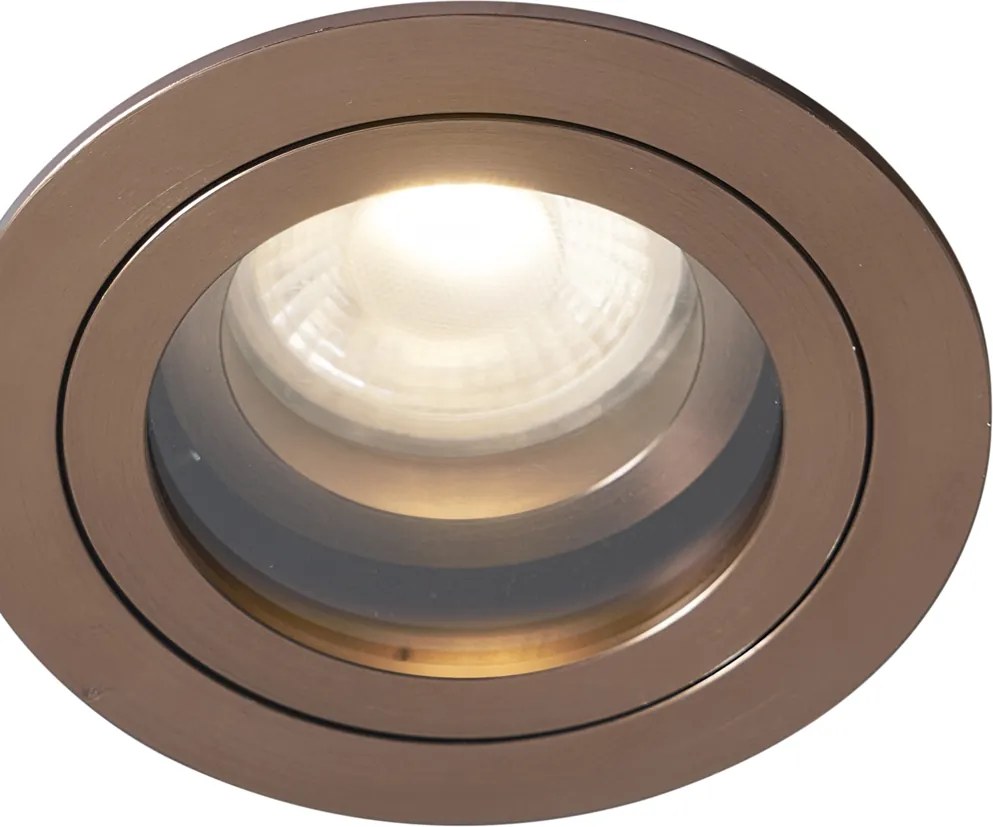 Moderne inbouwspot donker brons draai- en kantelbaar IP44 - Chuck