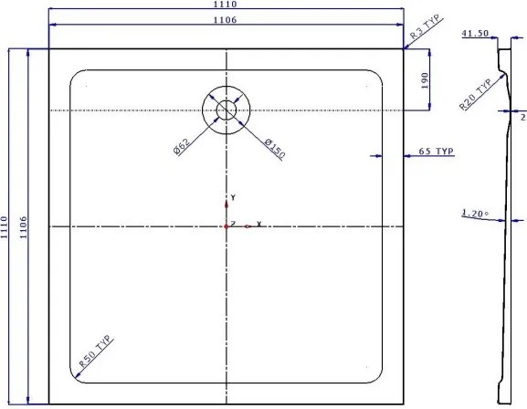 Eastbrook Volente douchebak 110x110cm composiet wit