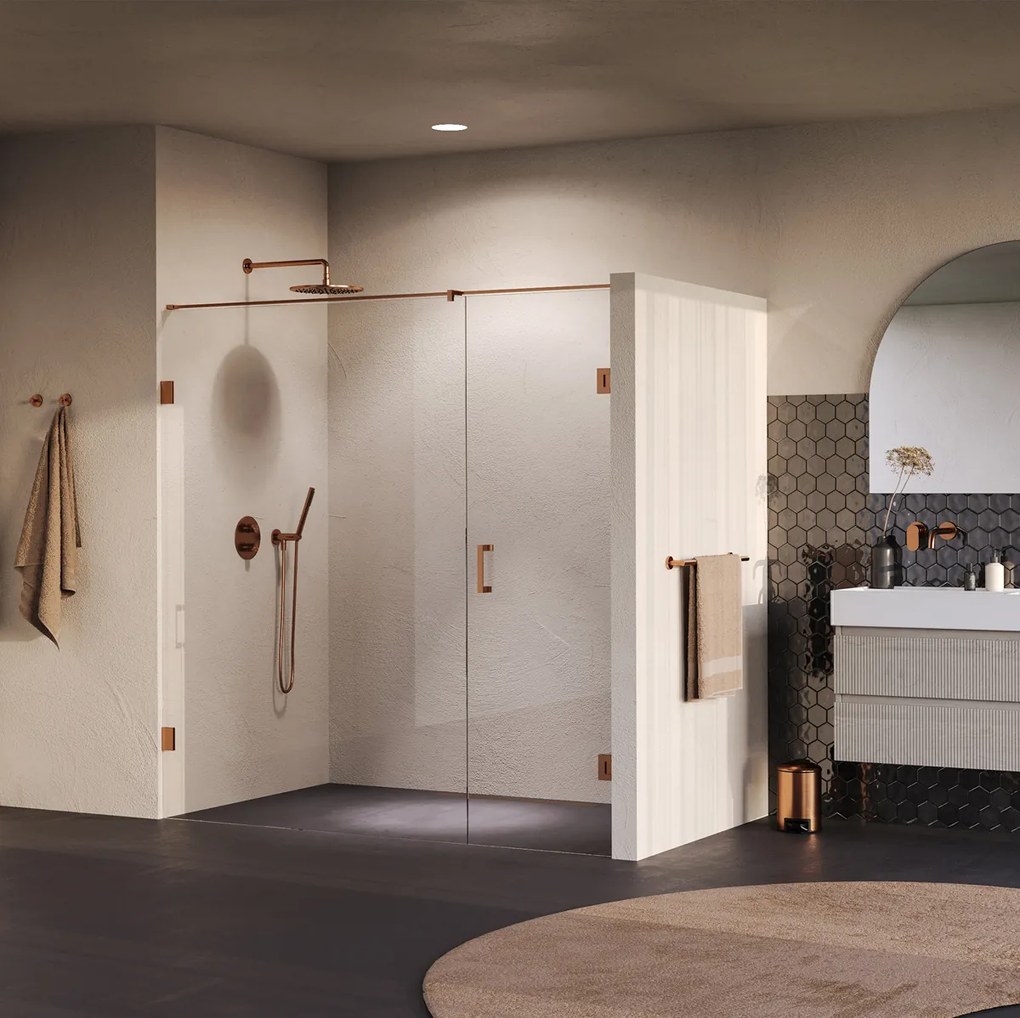 Brauer Void profielloze nisdeur 200cm met draaideur 70cm aan muur koper geborsteld PVD