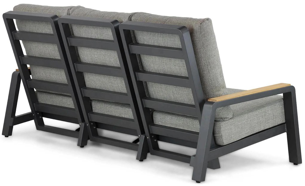 Stoel en Bank Loungeset 5 personen Aluminium/teak Grijs Osmen Manly