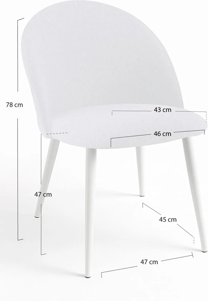 Set 4 White Vint Stoffen Stoelen