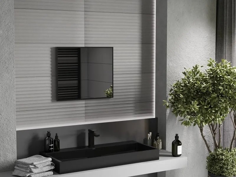 Mexen Loft rechthoekige badkamer spiegel 60 x 50 cm, zwarte lijst - 9852-060-050-000-70