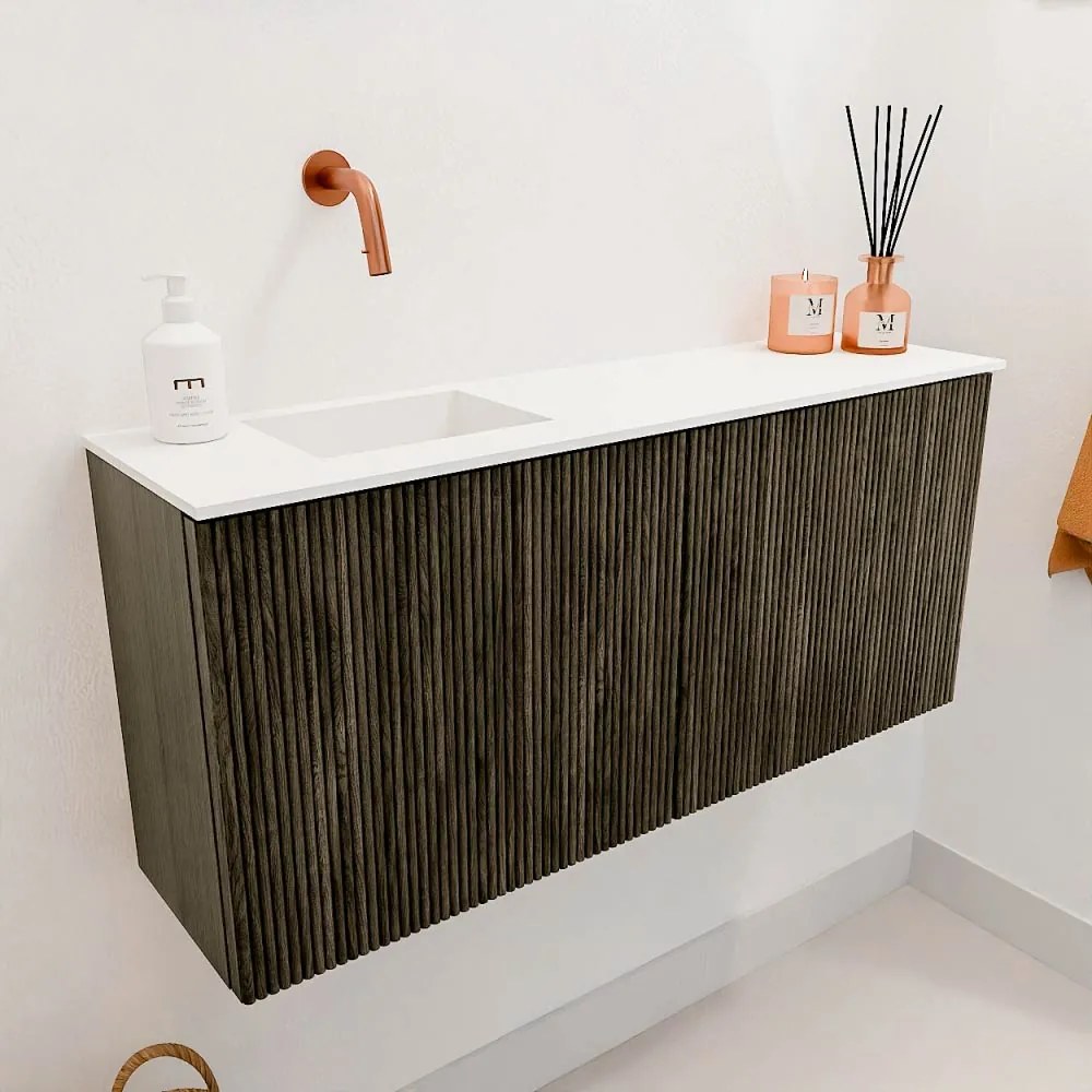 Mondiaz Joya 90cm toiletmeubel shadow met wastafel faye links zonder kraangat talc