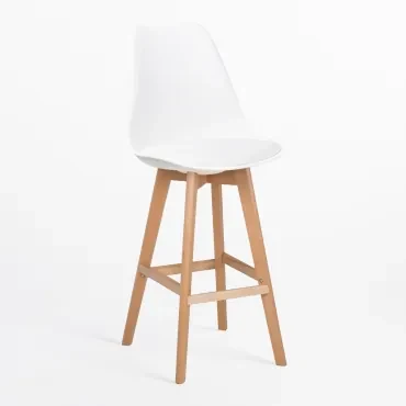 Hoge Kruk Met Kussen In Kunstleer Nordic Wit & ↑75 Cm - Sklum