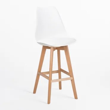 Nordic Hoge Kruk Met Kunstleren Kussen Wit & ↑75 Cm - Sklum