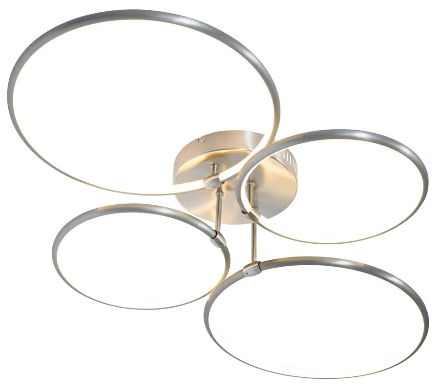 Design plafondlamp staal incl. LED 3-staps dimbaar 4-lichts - Joaniqa Modern rond Binnenverlichting Lamp
