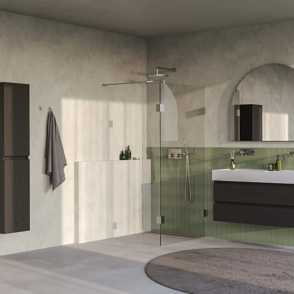 Brauer Void profielloze inloopdouche 90cm met 40cm zijwand RVS geborsteld PVD