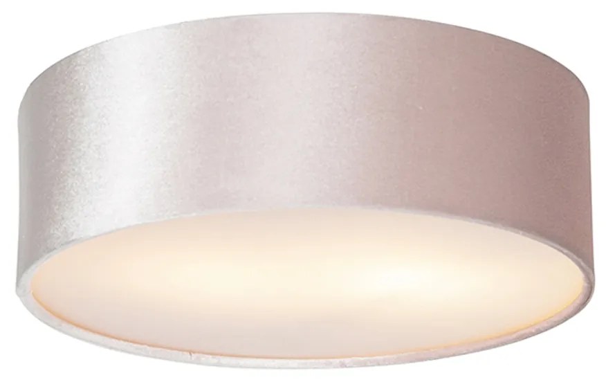 Stoffen Moderne plafondlamp roze 30 cm met gouden binnenkant - Drum Modern E27 cilinder / rond Binnenverlichting Lamp