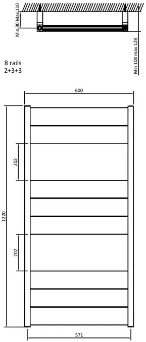 Eastbrook Kingswood handdoekradiator 60x120cm 741W wit mat