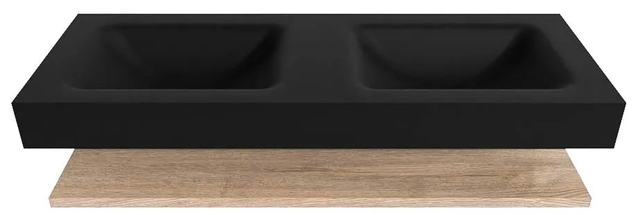 Zaro Alan badmeubel 130cm met planchet washed oak en vrijhangende wastafel cloud dubbel zonder kraangat urban