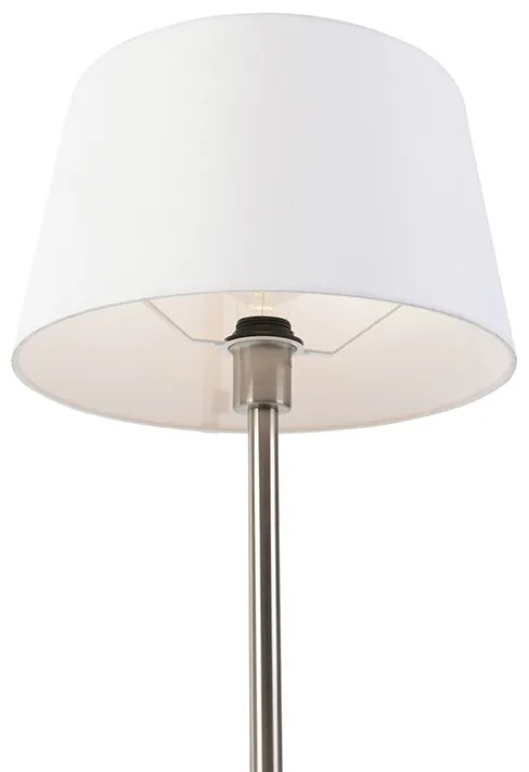 Stoffen Moderne tafellamp staal met witte kap 32 cm - Simplo Modern E27 rond Binnenverlichting Lamp