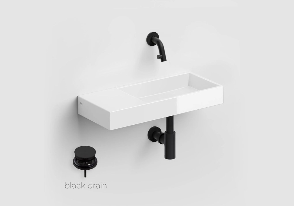 Clou Mini Wash Me keramische fontein 45cm wit glans met Kaldur toiletkraan zwart mat