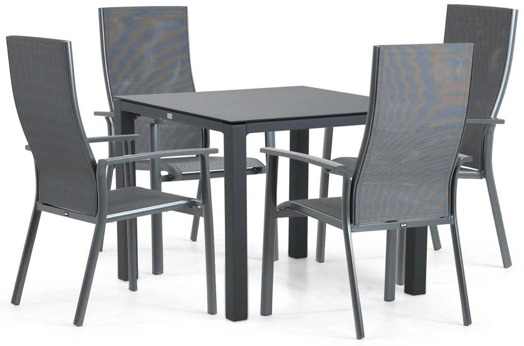 Tuinset 4 personen 90 cm Aluminium/textileen Grijs Hartman Sitges/Mateo