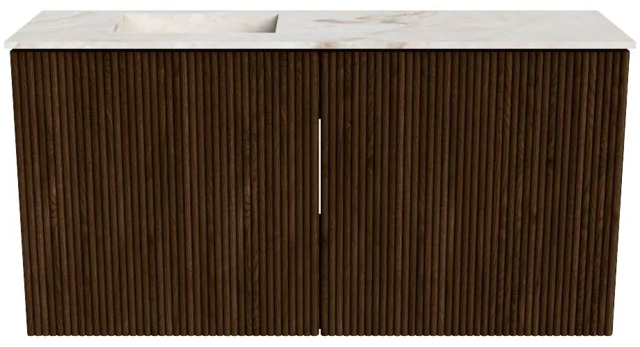 Mondiaz Joya DLux 80cm toiletmeubel walnut met wastafel faye links 1 kraangat frappe