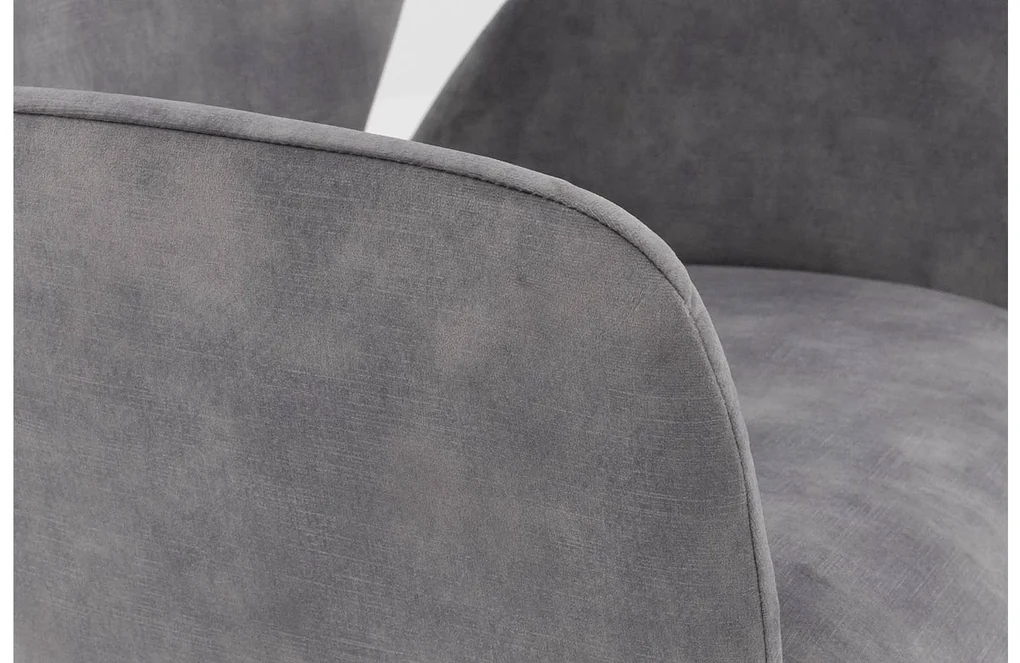 Goossens Eetkamerstoel Hera grijs velvet stof met armleuning, modern design
