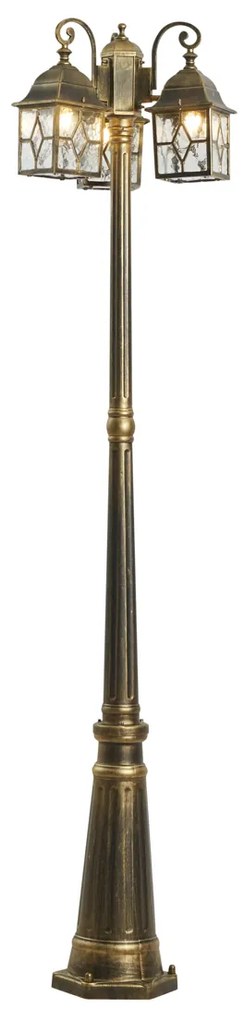 Klassieke buiten lantaarn antiek goud met helder glas 198cm IP44 - London Klassiek / Antiek E27 IP44 Buitenverlichting