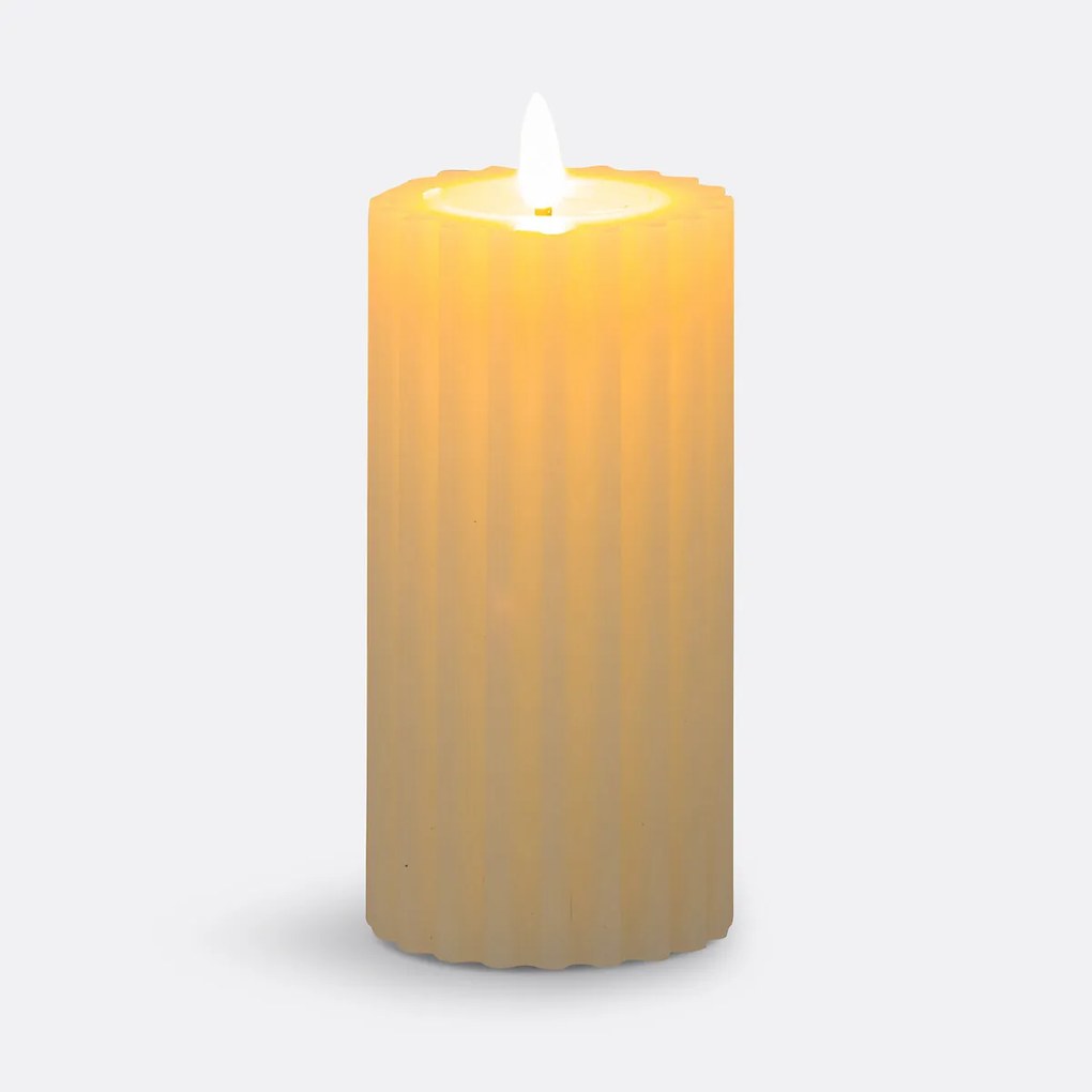 Gestreepte wax LED kaars H17,5 cm, Caspar