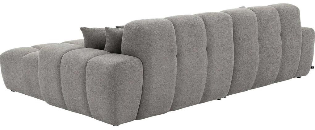 Goossens Excellent Bank Kubus - 40 X 40 Cm Stiksel grijs, stof, 1,5-zits, modern design met chaise longue rechts