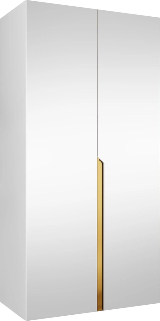 Kledingkast Hartford 589, Gouden, Wit, 202x100x52cm, 67.3 kg, Kledingkast deuren: Met scharnieren