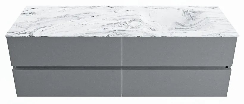 Mondiaz Vica DLux badmeubel 150cm plata 4 lades met wastafel glace rechts zonder kraangat