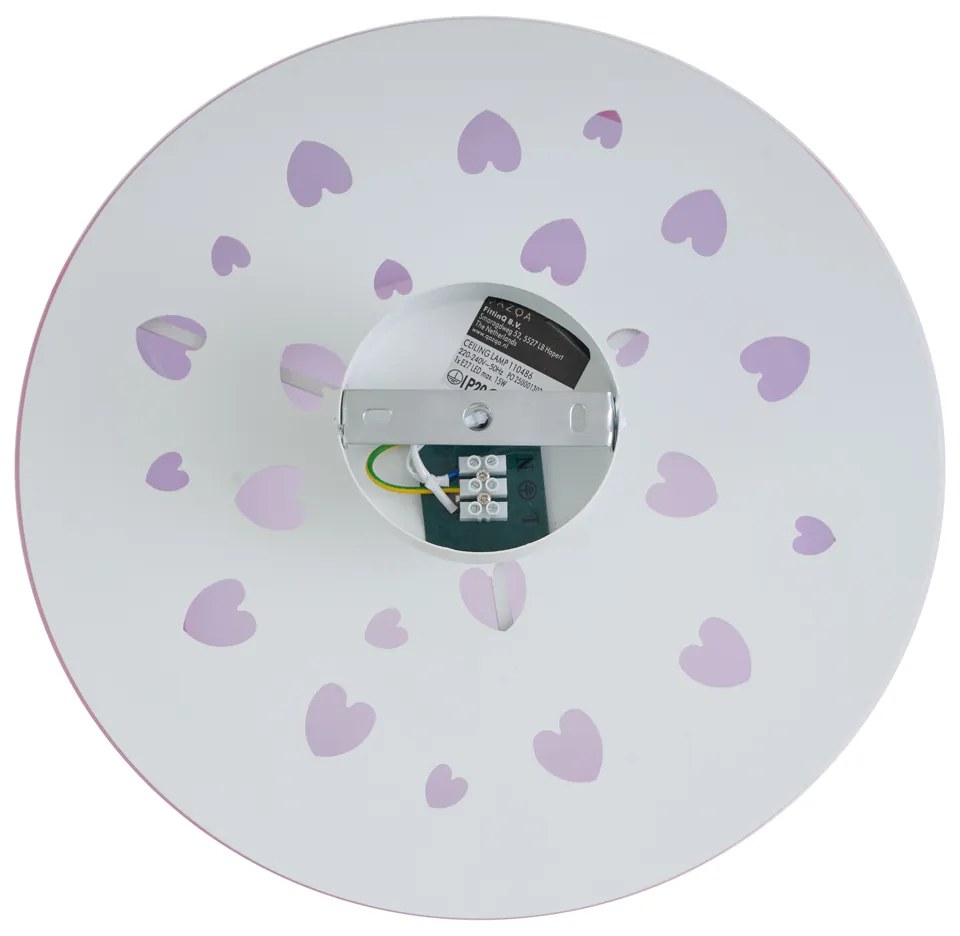 Kinder plafondlamp roze met hartjes - Harrie in Love